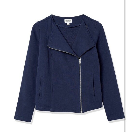The Drop Caralyn Moto Zip Up Jacket Navy Size XXS NWT - Picture 1 of 8